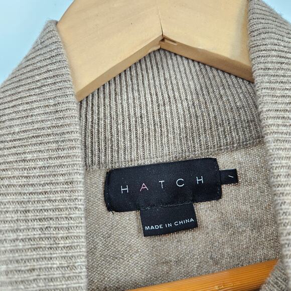Hatch Tan Pullover Sweater Beige Cashmere Knit Batwing High Neck Long Sleeve XS - Picture 3 of 6